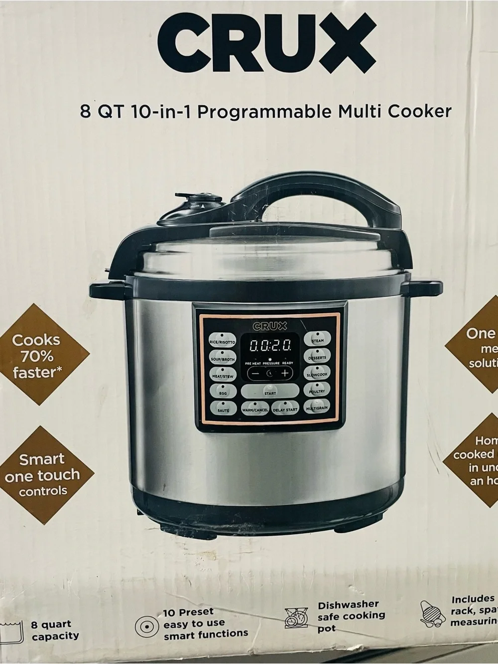 8 QT 10-in-1 Programmable Multi Cooker - Stainless Steel